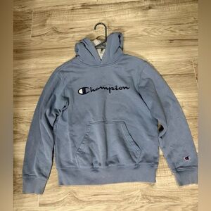 Champion Light Blue Athletic Hoodie Kids Size L